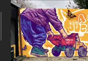 Mural comercial en jugueteria de barrio